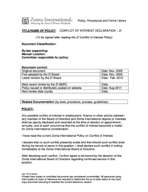 Conflict of Interest Declaration Form