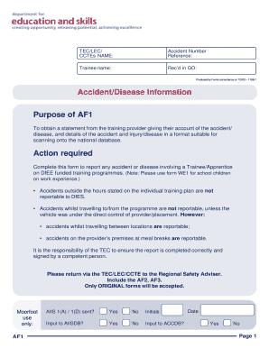 AF1 Accident Report Form