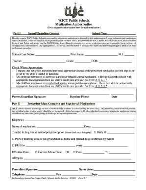 WJCC Public Schools Medication Authorization Form