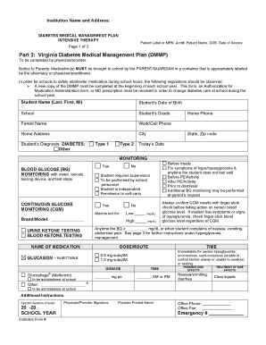 Virginia Diabetes Medical Management Plan