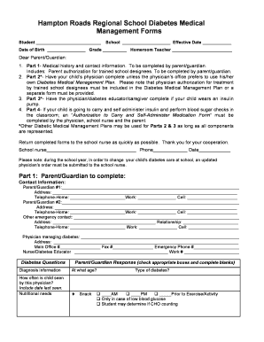 Hampton Roads Diabetes Medical Management Form