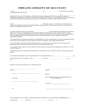Pipeline Consent of Occupant