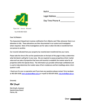 Alberta Farmland Assessment Questionnaire