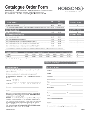 Catalogue Order Form