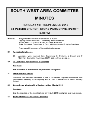 SOUTH WEST AREA COMMITTEE MINUTES - democracy ipswich gov