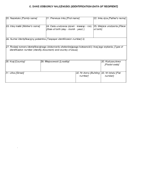Polish Tax Recipient Identification Form