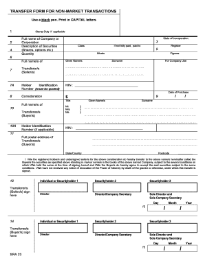 Transfer Form for Non-Market Transactions