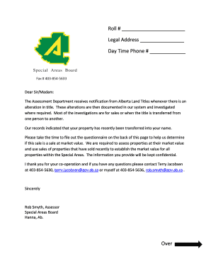 Alberta Property Transfer Questionnaire