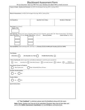 Blackboard Assessment Form