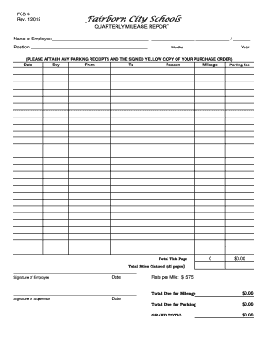 Employee Mileage Reimbursement Form
