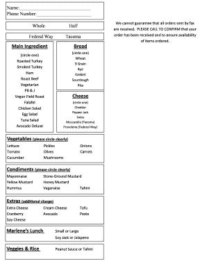 Lunch Order Form