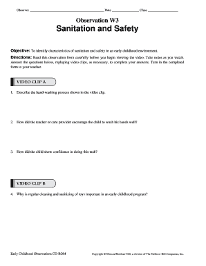 Early Childhood Sanitation and Safety Observation Form