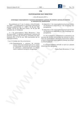 Polish De Minimis Aid Certificate