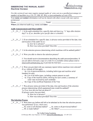 Voting Machine Audit Observation Form