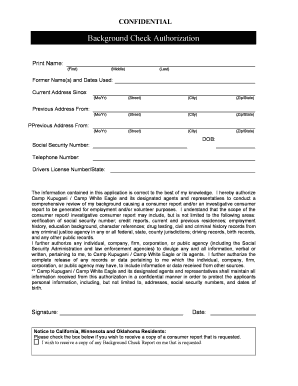 Background Check Authorization Form