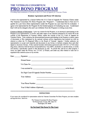 Veterans Consortium Pro Bono Program Retainer Agreement