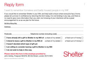 Shelter Will Donation Form