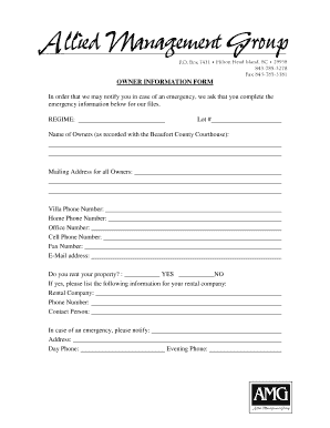 Owner Information Form