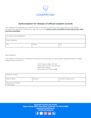 Authorization for Release of Student Records