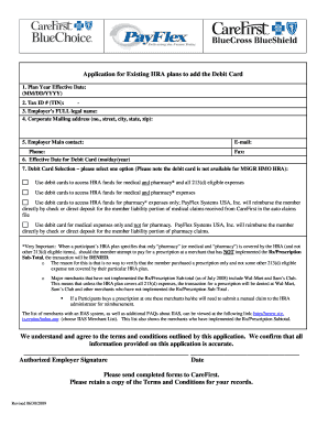 Application for Existing HRA Plans to Add Debit Card