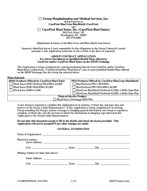 Group Contract Application for SHOP Exchange