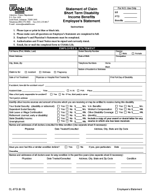 Short Term Disability Claim Form