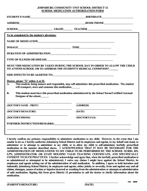 School Medication Authorization Form