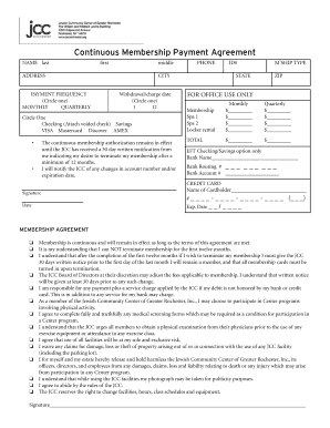 Continuous Membership Payment Agreement