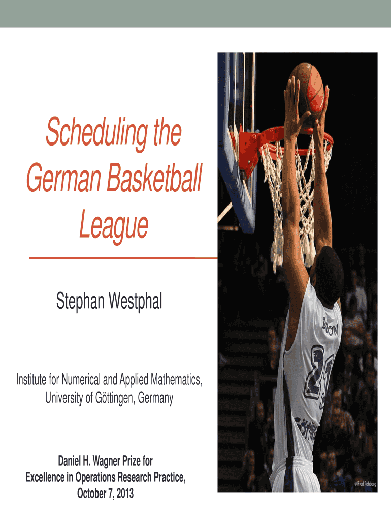 Fillable Online Scheduling the German Basketball League Fax Email Print