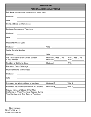Personal and Family Profile Form