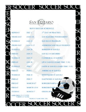 Fillable Online BOYS SOCCER SCHEDULE Fax Email Print - pdfFiller
