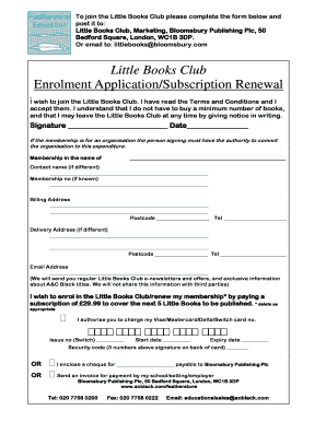 Little Books Club Enrolment Application