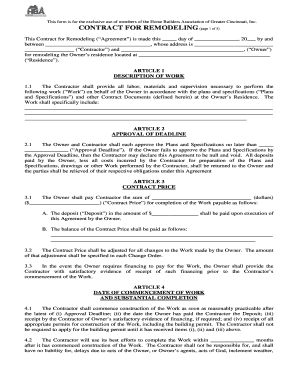 Home Builders Association Remodeling Contract