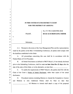 Rule 16 Scheduling Order