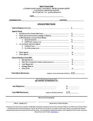Lutheran Church-Canada Remittance Form