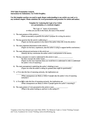 TED Talks Presentation Analysis Template