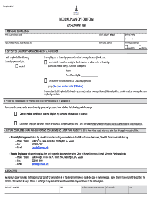 Howard University Medical Plan Opt-Out Form