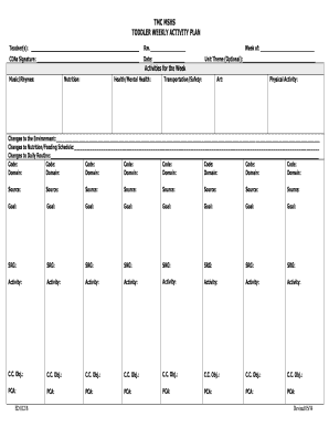Toddler Weekly Activity Plan