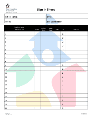 School Event Sign In Sheet