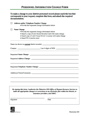 Personnel Information Change Form