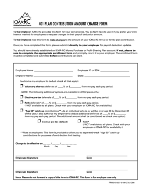 401 Plan Contribution Amount Change Form