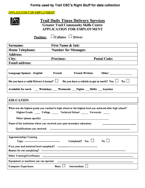 Application for Employment
