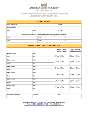 COBRA Client Information Form