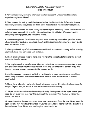 Laboratory Safety Agreement Form
