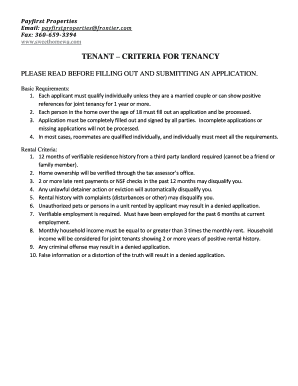 Washington Rental Application