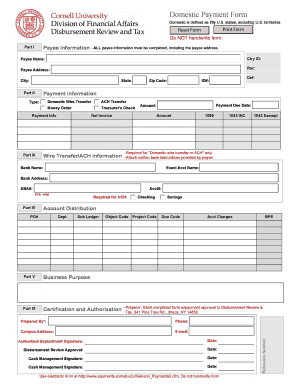 Domestic Payment Form