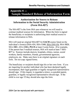 SSA-827 Authorization Form