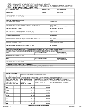 Missouri Child Care Enrollment Form