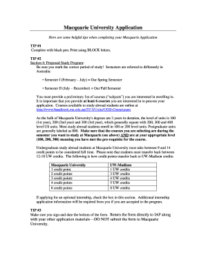 Macquarie University Application Form