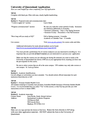 University of Queensland Application